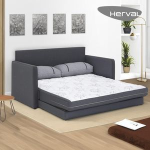 Sofá-Cama 2 Lugares Casal Herval Aurora, Linho Grafite Fechado, 146 cm