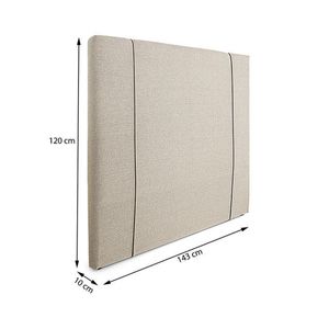 Cabeceira Casal Édez Plan Estofada, 138 cm, Linho Bege com Detalhe Sintético Caramelo