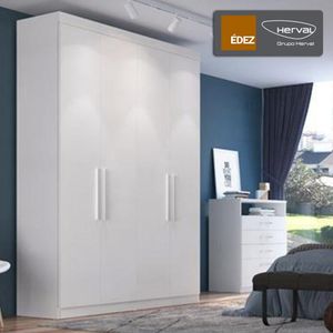 Guarda-Roupa Solteiro Édez Lunar, 4 Portas, 2,19 x 1,55 metros, Touch Branco