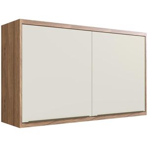 Aéreo Cozinha Modular 100% MDF Édez Uno, 2 Portas e 1 Prateleira, Off White e Louro Freijó