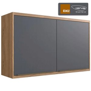 Aéreo Cozinha Modular 100% MDF Édez Uno, 2 Portas e 1 Prateleira, Grafite e Louro Freijó