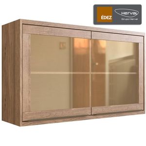 Aéreo Cozinha Modular 100% MDF Édez Uno, 2 Portas, Louro Freijó e Vidro Reflecta, 120 cm