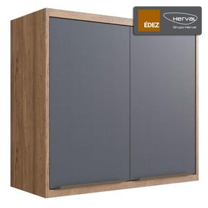 Aéreo Cozinha Modular 100% MDF Édez Uno, 2 Portas, Grafite e Louro Freijó