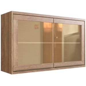 Aéreo Cozinha Modular 100% MDF Édez Uno, 2 Portas, Louro Freijó e Vidro Reflecta, 120 cm