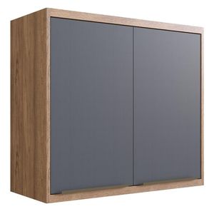 Aéreo Cozinha Modular 100% MDF Édez Uno, 2 Portas, Grafite e Louro Freijó