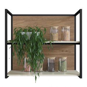 Cozinha Completa 100% MDF Modulada com Nicho Édez Uno, 6 Peças, Off White e Louro Freijó