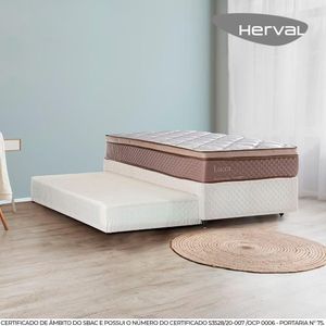 Bicama Solteiro Box com Cama Auxiliar Herval Lucca, Molas Ensacadas, 59x88x188 cm