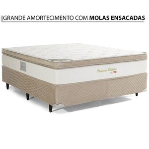 Cama Box Casal com Cabeceira Herval Pallace Bambu, Molas Ensacadas, 71x138x188 cm