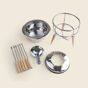 Aparelho de Fondue Inox e Madeira com 10 Peças - A\CASA