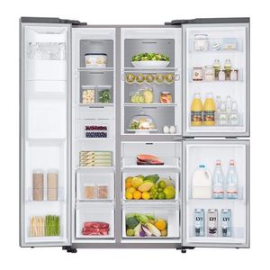 Geladeira Samsung Side by Side 601L com Dispenser de Água e Gelo e FlexZone Inox Look RS65