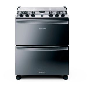 Fogão Brastemp 5 Bocas Duplo Forno Cor Inox Com Botões Removíveis E Exclusivo Aro Protetor   - BFD5NCR