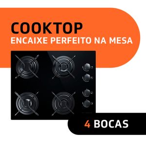 Cooktop 4 bocas Brastemp com Grades Piatina e Acendimento Automático BDD61AE Bivolt