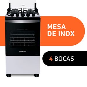 Fogão Brastemp 4 Bocas com Duas Prateleiras com Alturas Ajustáveis Branco BFO4NBB Bivolt