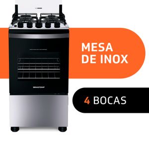 Fogão Brastemp 4 Bocas com Duas Prateleiras com Alturas Ajustáveis  Inox BFO4NBR Bivolt