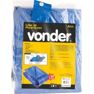 Lona polietileno 6x4m azul 150 micras média - Vonder