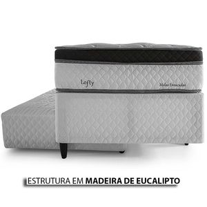 Bicama Solteiro Box com Cabeceira Modulada e Cama Auxiliar Herval Lofty, 60x88x188 cm