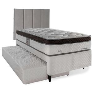 Bicama Solteiro Box com Cabeceira Modulada e Cama Auxiliar Herval Lofty, 60x88x188 cm