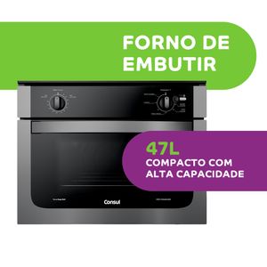 Forno de Embutir Consul Elétrico 47L com Dourador e Timer Autodesligamento Compacto com Alta Capacidade Prata  220V COB47AR