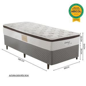 Cama Box Solteirão Herval Edimburgo, Molas Maxspring, 64x96x203 cm