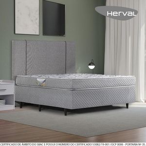 Cama Box com Cabeceira Casal Herval Ortopedic Black, Espuma Alto Suporte, 56x138x188 cm