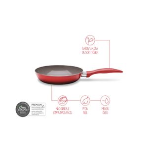 Frigideira Ceramic Life 20 cm - 0,6L vermelha revestimento Pro Ceramic Premium Mineral Resist 3 camadas - Linha Easy Brinox