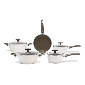 Jogo de Panelas Brinox Antiaderente Ceramic Life 5 Peças Organika com Indução Nata