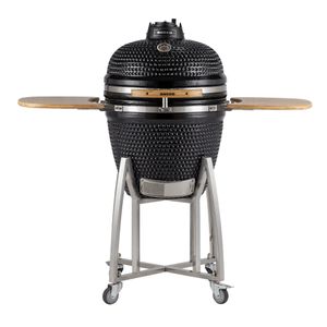 Churrasqueira Kamado Grande da RASCO Preto c/ grelha aço inox, suporte e mesas. Serve até 15 pessoas Preto