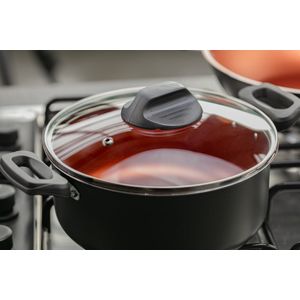Caçarola com Tampa 20 cm 2,6 L Revestimento Pro-flon Antiaderente Cor Cinza Range Linha Topázio Brinox