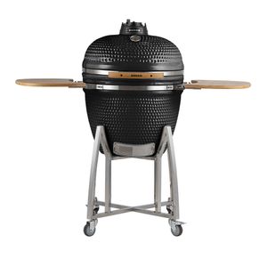 Churrasqueira Kamado Ultra da RASCO Preto c/ grelha aço inox, suporte e mesas. Serve até 20 pessoas Preto