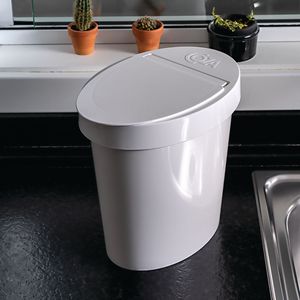 Lixeira Coza plástica oval retro 5 L - branca - 26,2 x 18,4 x 24,6 cm - Linha Glass