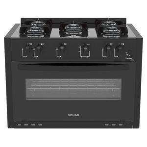 Fogao de Embutir 5 Bocas Venax Picasso Line Preto Fosco Gas Glp
