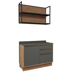 Cozinha Modulada Pequena com Tampo Herval Ten, 3 peças, 100% MDF, 120 cm