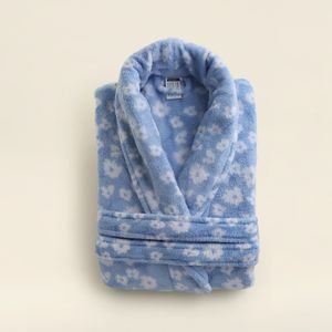 Roupão Floral Branco e Azul - A\CASA