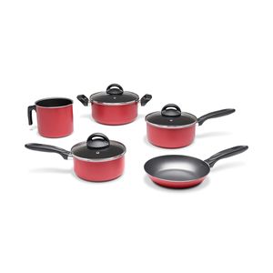 Jogo de Panelas Brinox Antiaderente Pro-Flon 5 Peças Chilli Vermelho Cereja