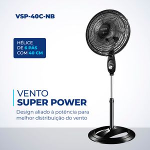 Ventilador de Coluna Mondial Super Power 40cm 6 Pás 140W Preto/Prata VSP-40C-NB