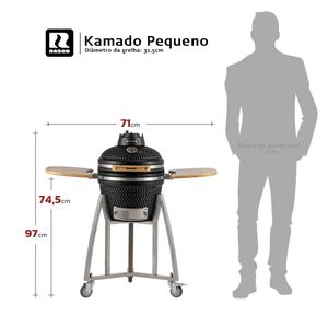 Churrasqueira Kamado Pequeno RASCO Vermelho c/ grelha aço inox, suporte e mesas. Ideal p/ 5 pessoas Vermelho