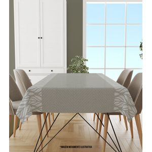 Toalha De Mesa Retangular 6 Lugares Wevans Cinza