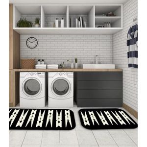 Jogo De Tapetes Para Lavanderia Wevans Preto