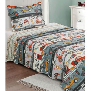 Jogo De Colcha Evolution Patchwork Solteiro Camesa Azul