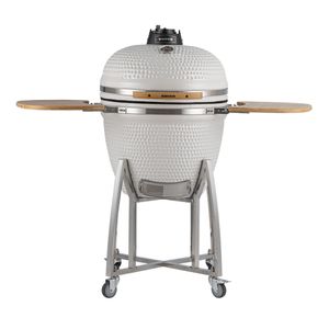 Churrasqueira Kamado Ultra da RASCO Branco c/ grelha aço inox suporte e mesas. Serve até 20 pessoas Branco