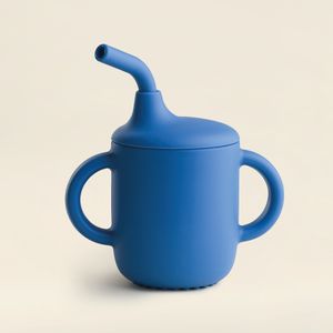 Copo Silicone com Canudo Azul 150ml - A\BABY