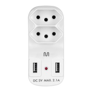 Adaptador de Tomada Multilaser 2 Saídas e 2 USB - WI331