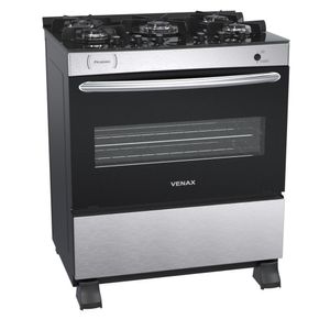 Fogao a Gas 5 Bocas Venax Picasso Vitreo Inox