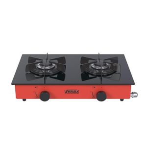 Fogao a Gas Portatil 2 Bocas Venax Flamalar Vitreo Vermelho