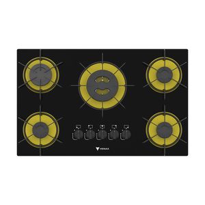 Cooktop a Gas 5 Bocas Venax Arena Preto Amarelo