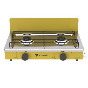 Fogao a Gas Portatil 2 Bocas Venax Flamalar Vetro Amarelo