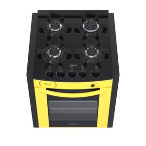 Fogao a Gas de Embutir 4 Bocas Venax Gaudi Prisma Vitreo Amarelo