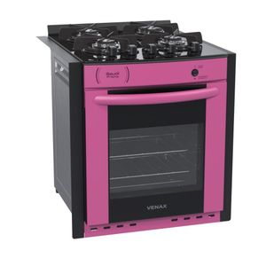 Fogao a Gas de Embutir 4 Bocas Venax Gaudi Prisma Vitreo Pink