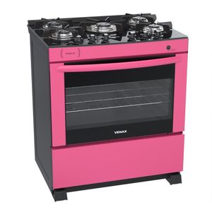 Fogao a Gas 5 Bocas Venax Delplus Vitreo BL Pink