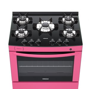 Fogao a Gas 5 Bocas Venax Delplus Vitreo BL Pink